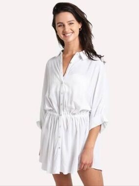 l*space White Button-Front Swim Coverup!!